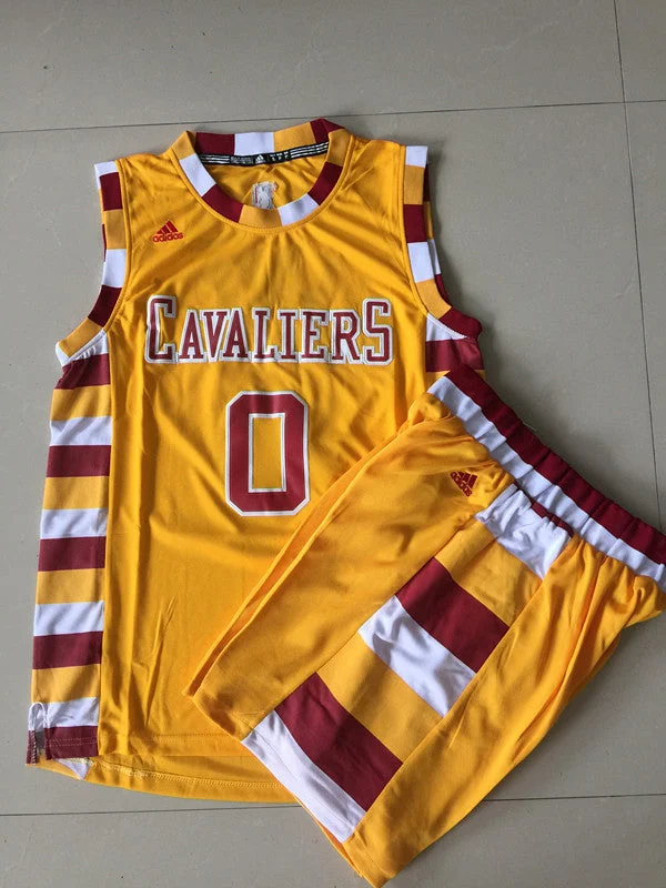 Basketball Jersey for Kids-Cavaliers 0 Kevin Love Gold Swingman Basketball Jersey(With Shorts)