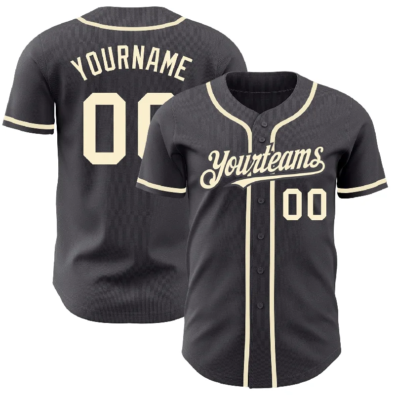 Baseball Jersey for High-Quality Materials-Custom Steel Gray Cream Authentic Baseball Jersey