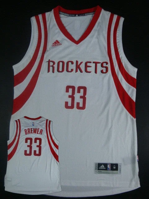 Basketball Jersey for Comfortable Game Fit-Rockets 33 Brewer White Hot Printed New Rev 30 Basketball Jersey