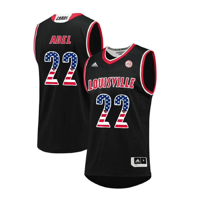 Basketball Jersey for Comfortable and Stretchable Material-Louisville Cardinals 22 Deng Adel Black USA Flag College Basketball Basketball Jersey