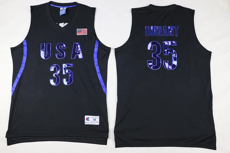 Basketball Jersey for Basketball Team Sponsorship Gear-USA 35 Kevin Durant Black Stitched Basketball Jersey