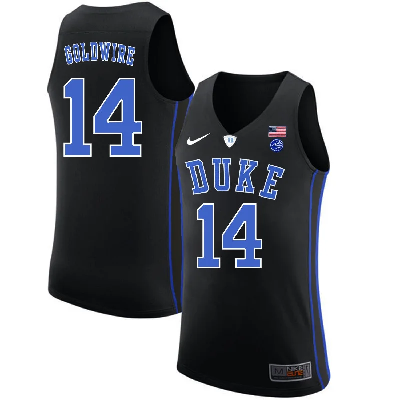 Basketball Jersey for Authentic Team Look-Duke Blue Devils 14 Jordan Goldwire Black College Basketball Basketball Jersey