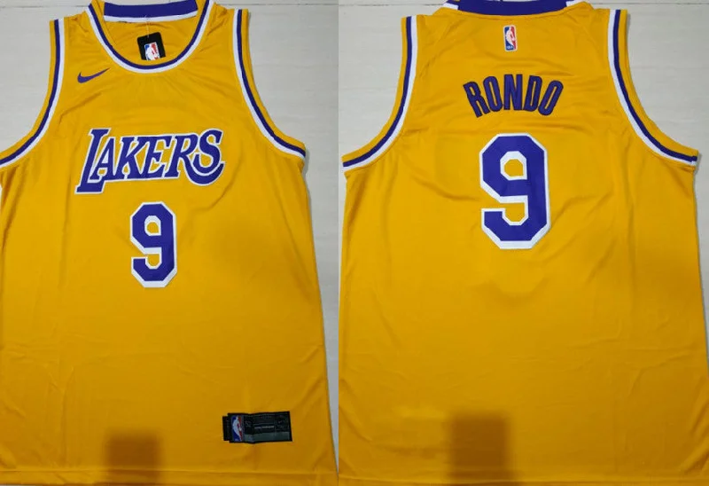 Basketball Jersey for High-Quality Basketball Wear-Lakers 9 Rajon Rondo Gold 2018-19 Swingman Basketball Jersey