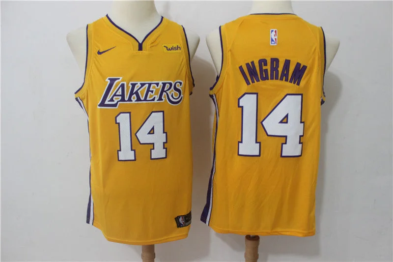 Basketball Jersey for High-Performance Game Gear-Lakers 14 Brandon Ingram Yellow Swingman Basketball Jersey