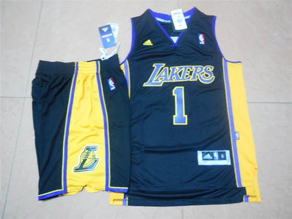 Basketball Jersey for Lightweight Material-Lakers 1 D'Angelo Russell Black New Revolution 30 Swingman Basketball Jersey(With Shorts)