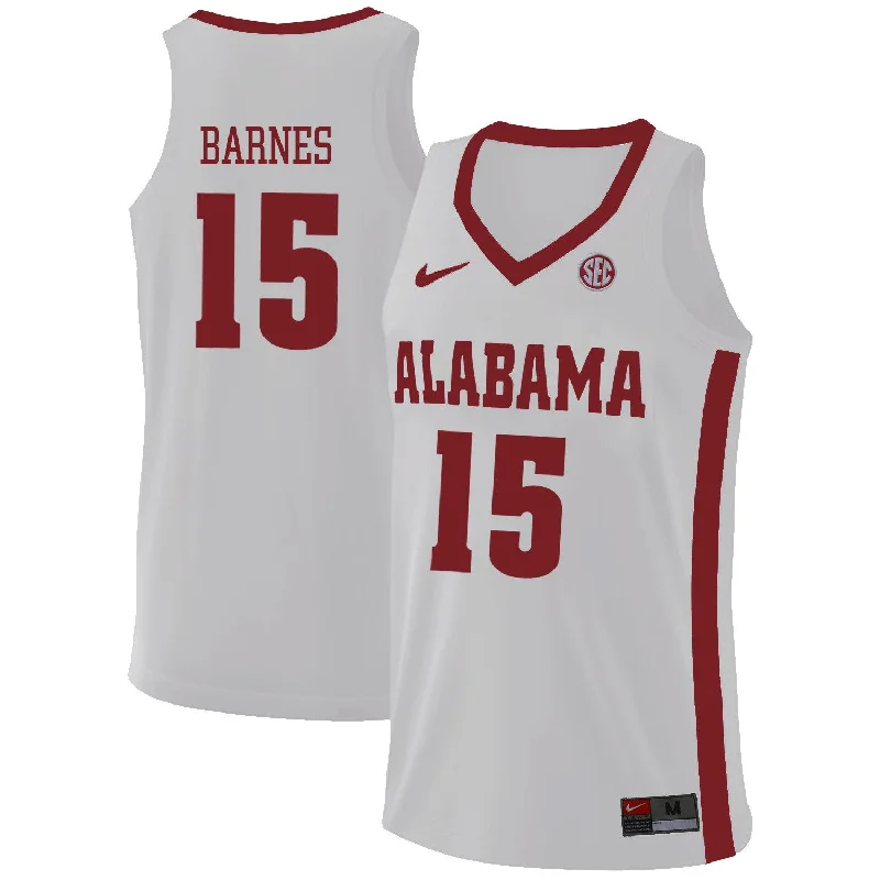 Basketball Jersey for School Basketball Uniforms-Alabama Crimson Tide 15 Tyler Barnes White College Basketball Basketball Jersey