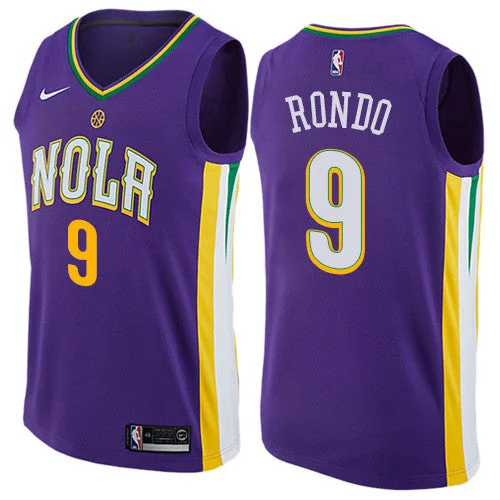 Basketball Jersey for Comfortable Stretch Fit-Pelicans 9 Rajon Rondo Purple Mardi Gras Pride Swingman Basketball Jersey