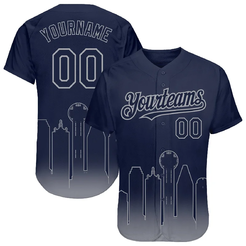 Baseball Jersey for Custom Team Apparel-Custom Navy Gray 3D Dallas City Edition Fade Fashion Authentic Baseball Jersey