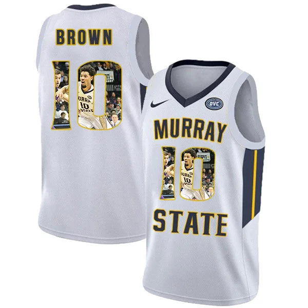 Basketball Jersey for Custom College Team Apparel-Murray State Racers 10 Tevin Brown White Fashion College Basketball Basketball Jersey