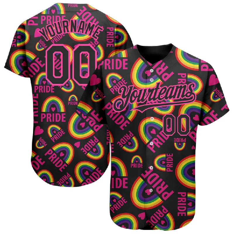 Baseball Jersey for School Baseball Uniforms-Custom Rainbow For Pride Month Love Is Love LGBT 3D Authentic Baseball Jersey