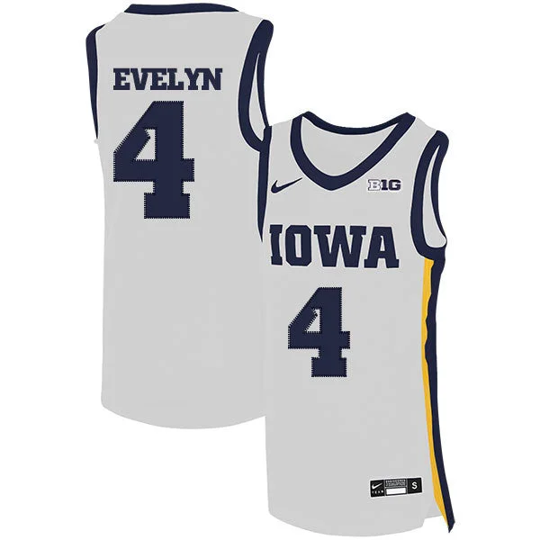 Basketball Jersey for Professional Quality Fit-Iowa Hawkeyes 4 Bakari Evelyn White Basketball College Basketball Jersey