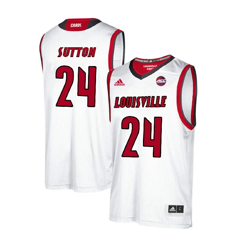 Basketball Jersey for Custom Basketball Fan Gear-Louisville Cardinals 24 Dwayne Sutton White College Basketball Basketball Jersey