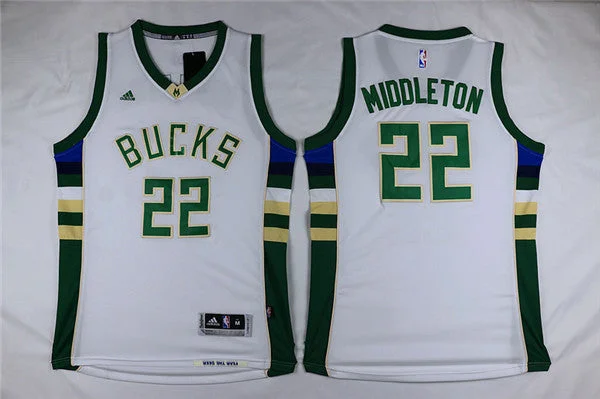 Basketball Jersey for Professional and College Teams-Bucks 22 Khris Middleton White Swingman Basketball Jersey