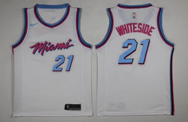 Basketball Jersey for Stylish Youth Jerseys-Heat 21 Hassan Whiteside White City Edition Swingman Basketball Jersey