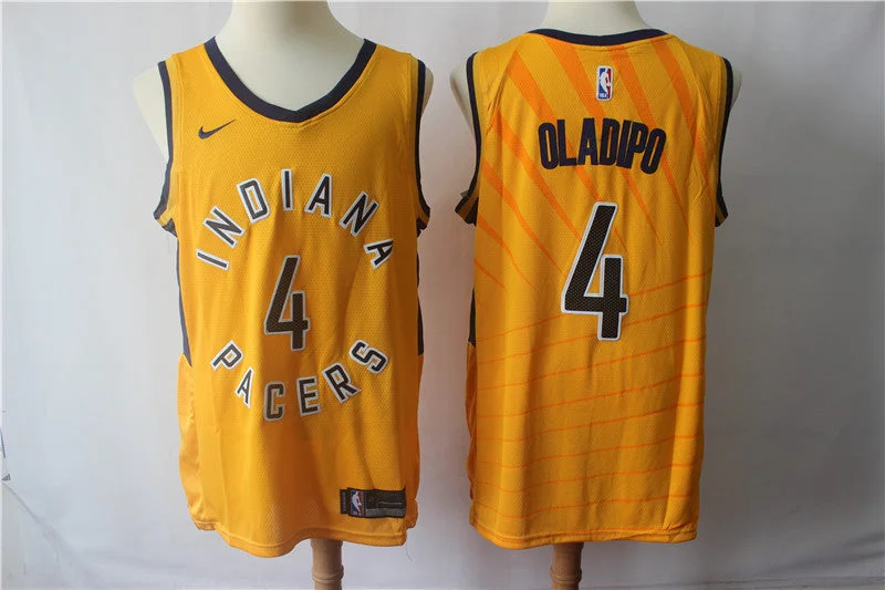 Basketball Jersey for Kids and Adults-Pacers 4 Victor Oladipo Gold Swingman Basketball Jersey