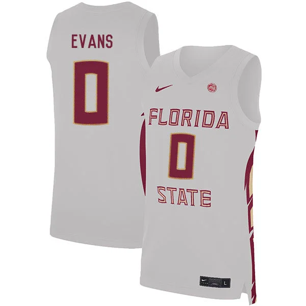 Basketball Jersey for Customizable Player Information-Florida State Seminoles 0 Rayquan Evans White Basketball College Basketball Jersey