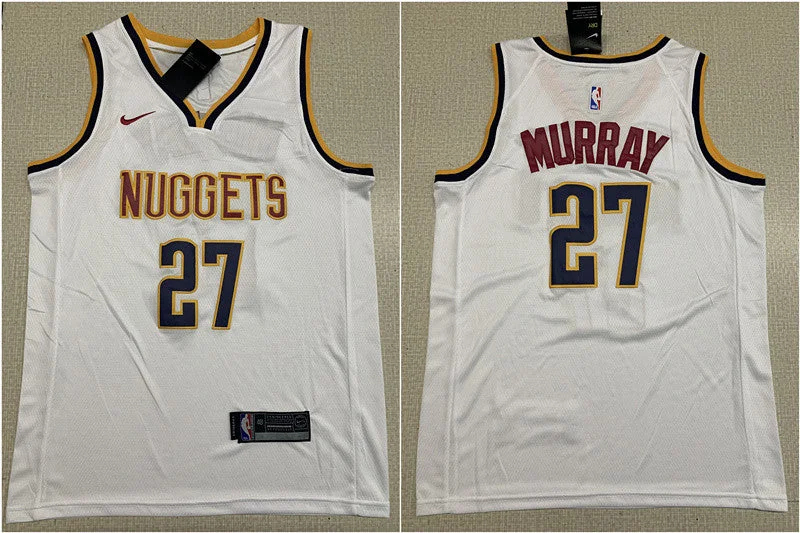 Basketball Jersey for Custom College Team Apparel-Nuggets 27 Jamal Murray White Swingman Basketball Jersey