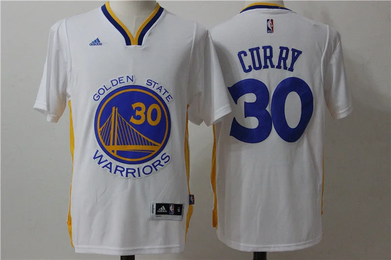 Basketball Jersey for Team Sports Gear-Warriors 30 Stephen Curry White Short Sleeve Basketball Jersey