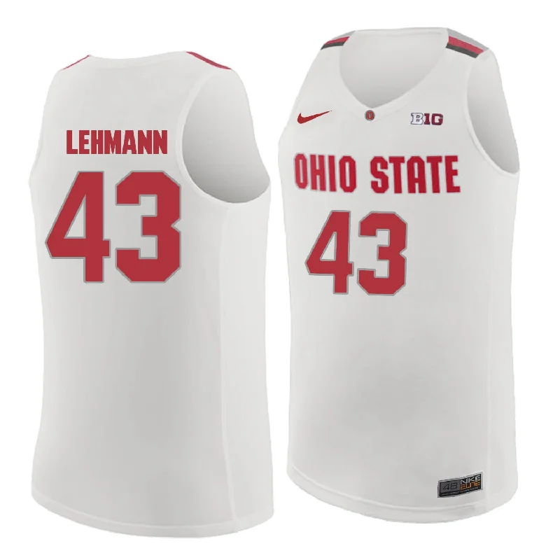 Basketball Jersey for Authentic Team Look-Ohio State Buckeyes 43 Matt Lehmann White College Basketball Basketball Jersey