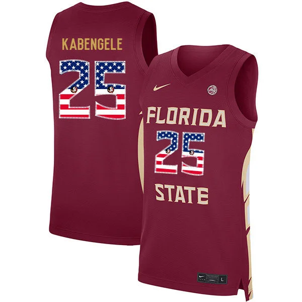 Basketball Jersey for Kids Basketball Teams-Florida State Seminoles 25 Mfiondu Kabengele Red USA Flag Basketball College Basketball Jersey