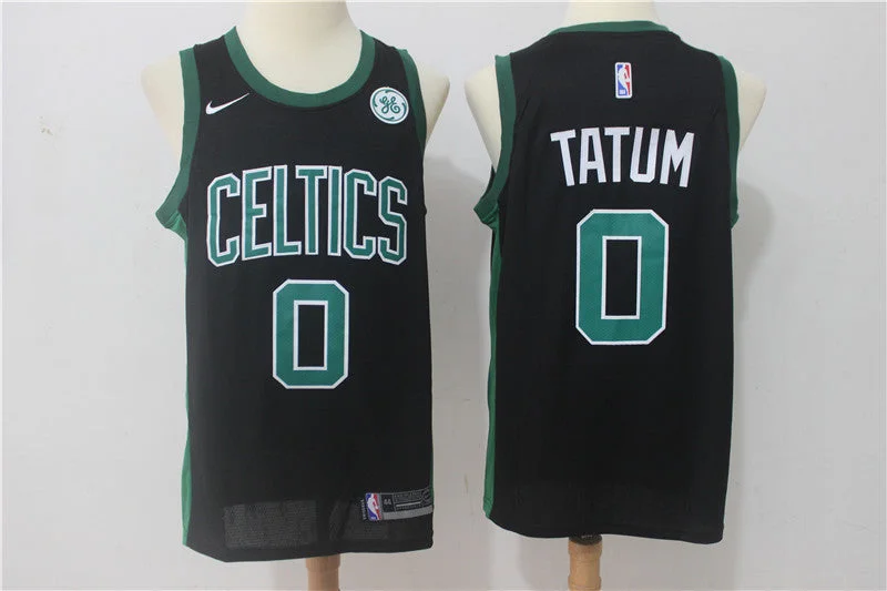 Basketball Jersey for Casual Fan Gear-Celtics 0 Jayson Tatum Black Swingman Basketball Jersey