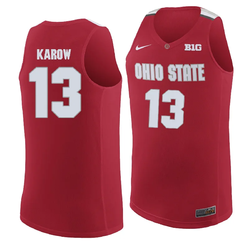 Basketball Jersey for All-Age Custom Fit-Ohio State Buckeyes 13 Marty Karow Red College Basketball Basketball Jersey