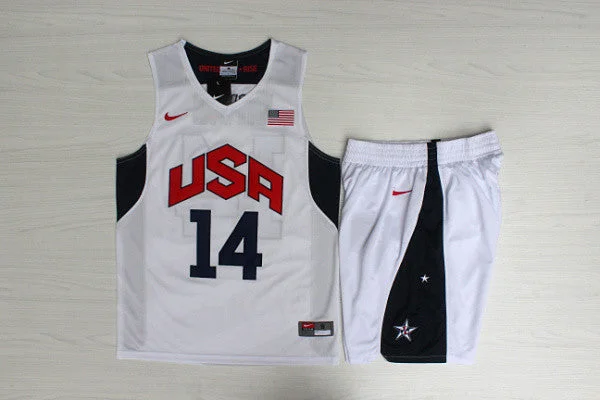 Basketball Jersey for Affordable Custom Uniforms-USA 14 Anthony Davis White 2012 Dream Team Basketball Jersey(With Shorts)