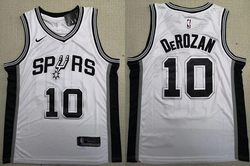 Basketball Jersey for Customizable Player Information-Spurs 10 DeMar DeRozan White 2018-19 Swingman Basketball Jersey