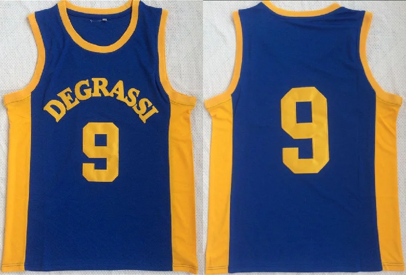 Basketball Jersey for Men-Degrassi 9 Jimmy Brooks Blue Stitched Movie Basketball Jersey