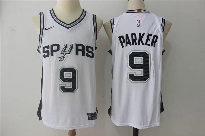 Basketball Jersey for Authentic Game Look-Spurs 9 Tony Parker White Authentic Basketball Jersey