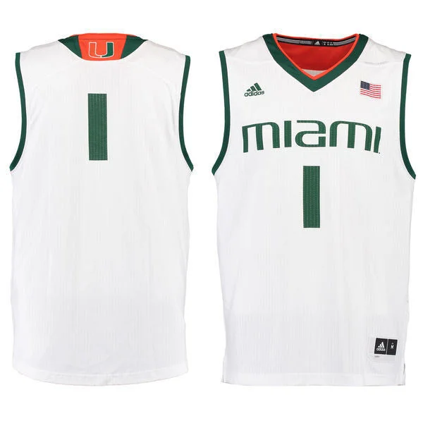 Basketball Jersey for Breathable Basketball Gear-Miami Hurricanes #1 White Basketball College Basketball Jersey