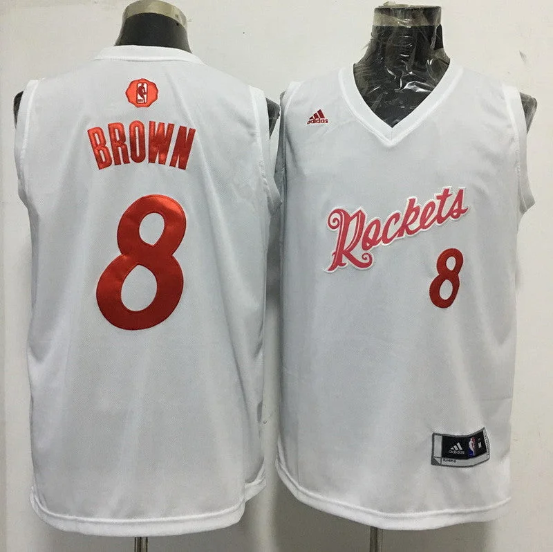 Basketball Jersey for Team Building Apparel-Rockets 8 Bobby Brown White 2016 Christmas Day Swingman Basketball Jersey