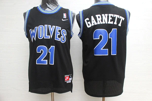 Basketball Jersey for Men-Timberwolves 21 Kevin Garnett Black Swingman Basketball Jersey