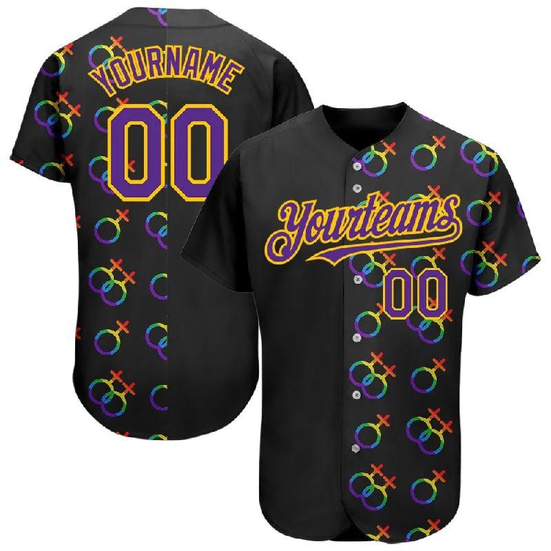 Baseball Jersey for Baseball Fan Apparel-Custom Rainbow For Pride Month Love Is Love LGBT 3D Authentic Baseball Jersey