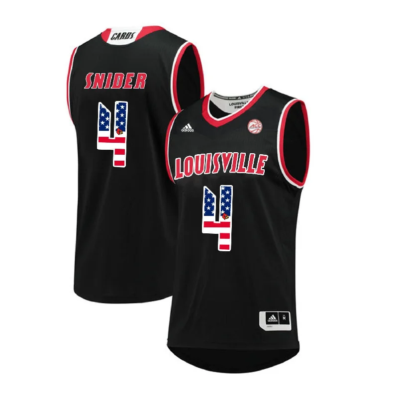 Basketball Jersey for Soft and Comfortable Design-Louisville Cardinals 4 Quentin Snider Black USA Flag College Basketball Basketball Jersey