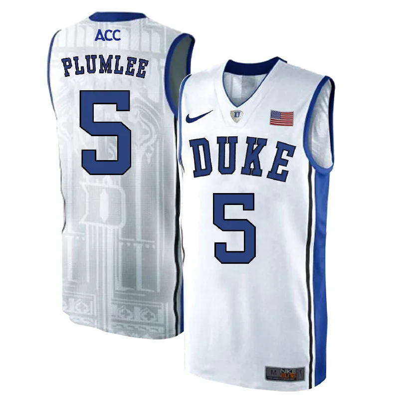 Basketball Jersey for Comfortable and Functional Design-Duke Blue Devils 5 Mason Plumlee White Elite College Basketball Basketball Jersey