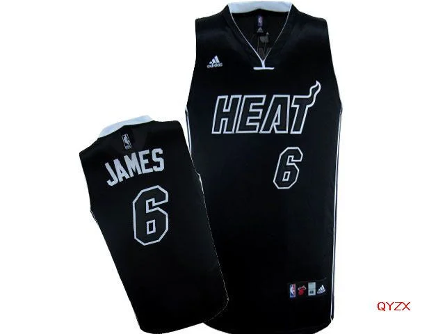 Basketball Jersey for High-Quality Youth Sports Gear-Heat 6 LeBron James Black Swingman Basketball Jersey