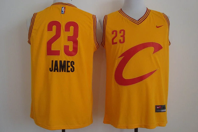 Basketball Jersey for Lightweight Game Wear-Cavaliers 23 Lebron James Yellow Pride Basketball Jersey