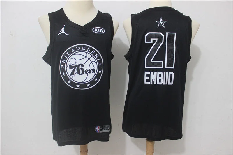 Basketball Jersey for Customized Player Numbers-76ers 21 Joel Embiid Black 2018 All-Star Game Swingman Basketball Jersey