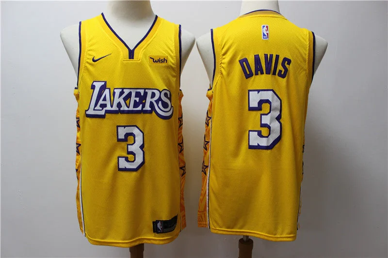 Basketball Jersey for Custom Team Logos-Lakers 3 Anthony Davis Yellow 2019-20 City Edition Swingman Basketball Jersey