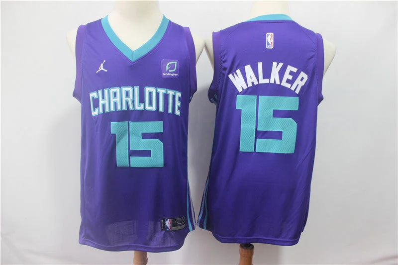 Basketball Jersey for Comfortable Game Day Apparel-Hornets 15 Kemba Walker Purple Swingman Basketball Jersey