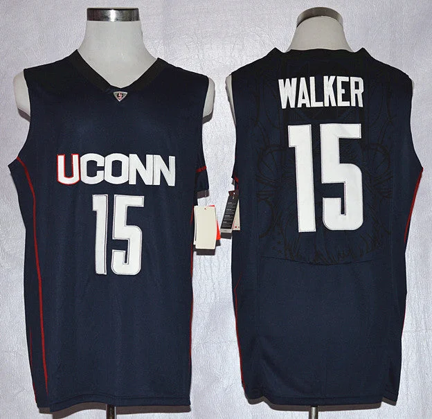 Basketball Jersey for Comfortable Athletic Wear-UConn Huskies 15 Kemba Walker Navy Blue College Basketball Jersey