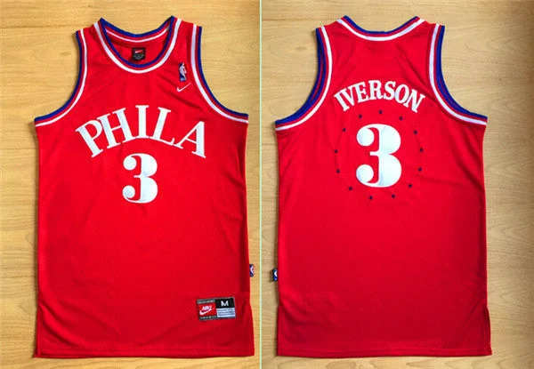 Basketball Jersey for Youth Basketball Teams-76ers 3 Allen Iverson Red Throwback Basketball Jersey