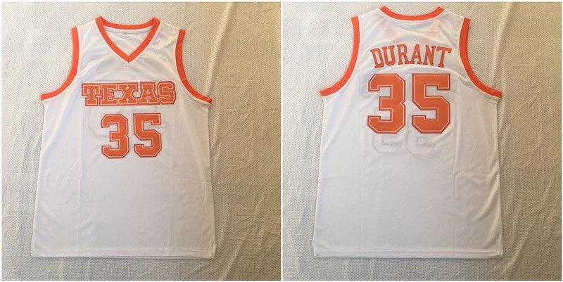 Basketball Jersey for Custom College Team Apparel-Texas Longhorns 35 Kevin Durant White Stitched College Basketball Basketball Jersey