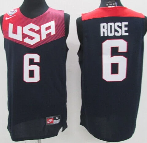 Basketball Jersey for Youth Sports Uniforms-USA 6 Rose Blue 2014 Basketball Jerseys