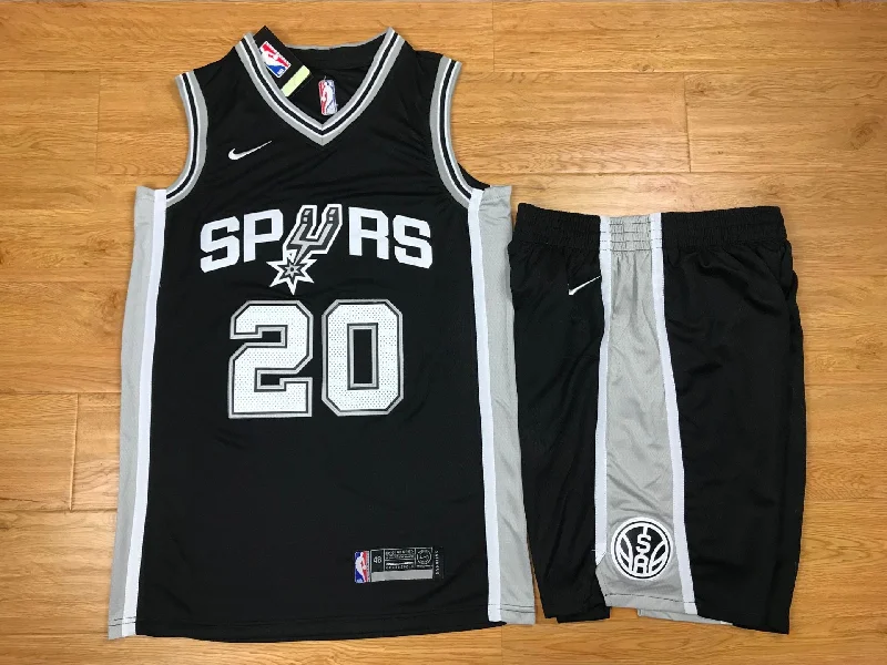 Basketball Jersey for Premium Customization-Spurs 20 Manu Ginobili Black Swingman Basketball Jersey(With Shorts)