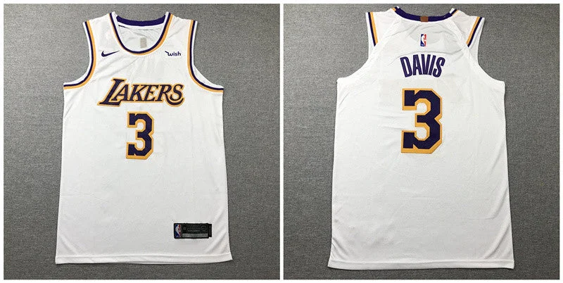 Basketball Jersey for Full-Body Performance Fit-Lakers 3 Anthony Davis White Authentic Basketball Jersey