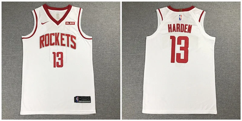 Basketball Jersey for High-Quality Fabric and Material-Rockets 13 James Harden White Authentic Basketball Jersey