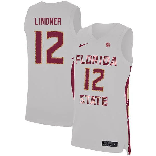 Basketball Jersey for Softball and Basketball Teams-Florida State Seminoles 12 Justin Lindner White Basketball College Basketball Jersey