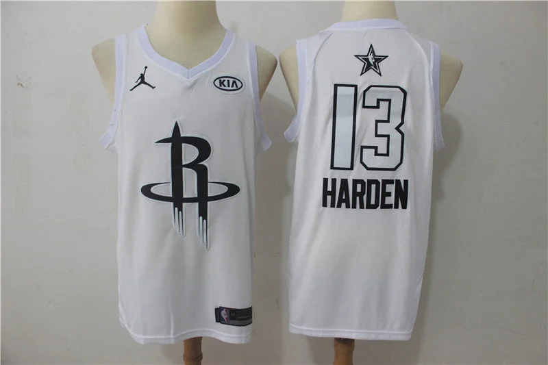 Basketball Jersey for Casual Fan Gear-Rockets 13 James Harden White 2018 All-Star Game Swingman Basketball Jersey